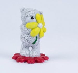 Медвежонок с цветочком 3D, форма для мыла силиконовая