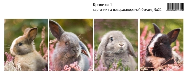 Кролики 1, картинки на водорастворимой 9х22 Водорастворимые картинки